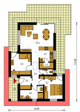 Grundriss des Erdgeschosses - BUNGALOW 163